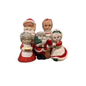 Mr. Mrs. Santa Claus Salt & Pepper Christmas Shakers Vintage Lot of 5
